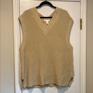 Tan Knit Sleeveless Sweater Vest
